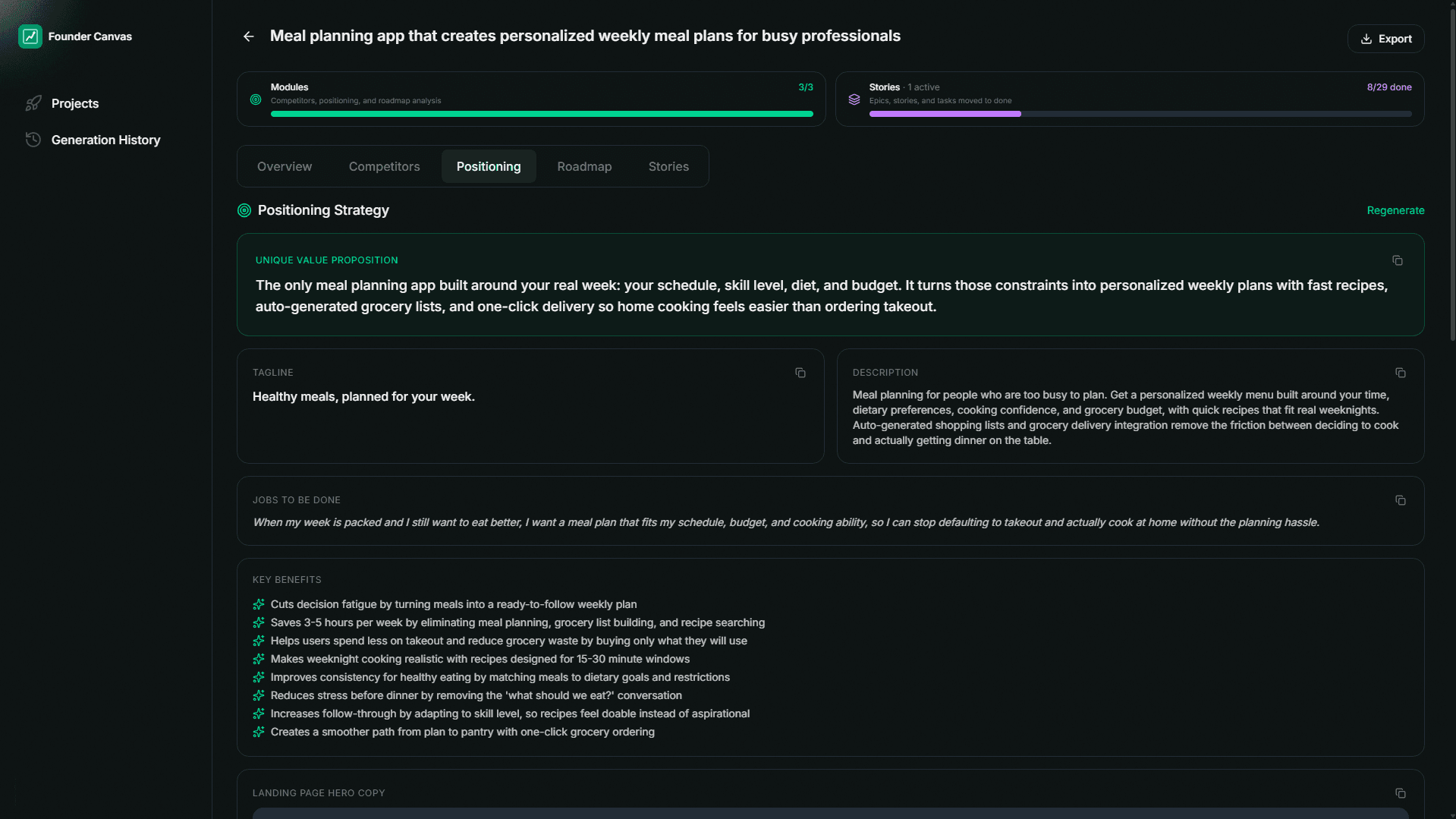 Positioning strategy with unique value proposition and key differentiators